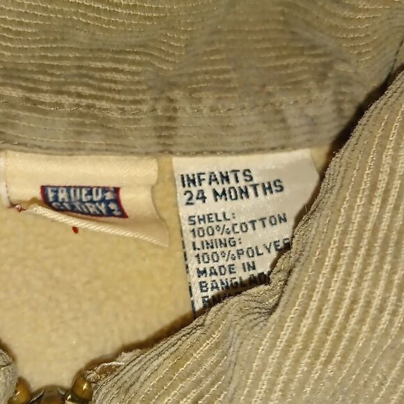 Faded Glory vintage tan corduroy and‎ fleece jacket 24 months - Picture 2 of 6